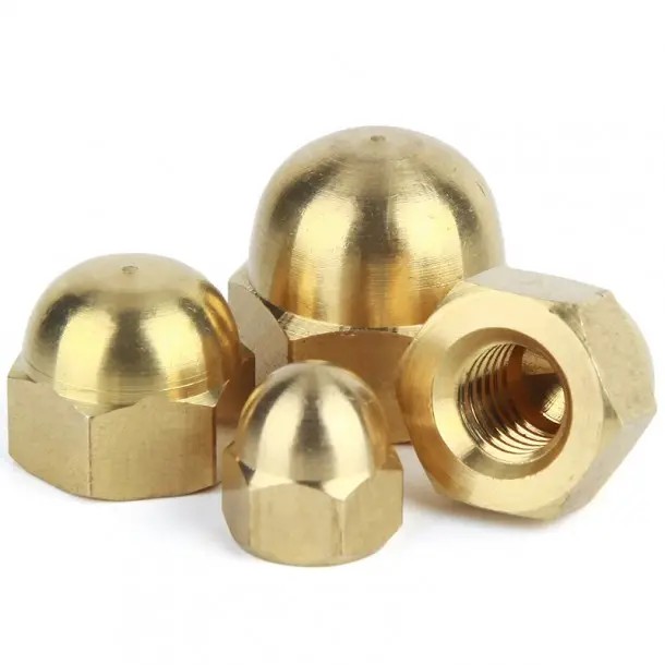 Copper Brass DIN1587 Tuercas de tapa abovedada hexadecimal, autopartes, nueces personalizadas de OE